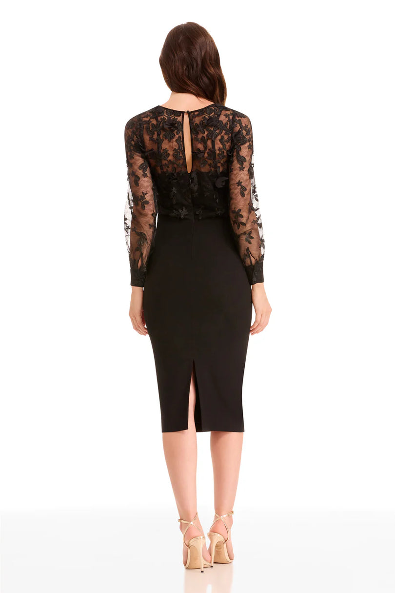 Dress The Population 3D Floral Midi Dress DDRH58