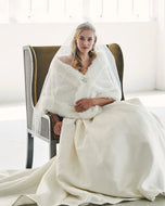 Marionat Bridal Faux Fur Cape with Rhinestone Pin 7112