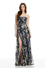 Dress The Population Strapless 3D Floral Long Dress DDRM69