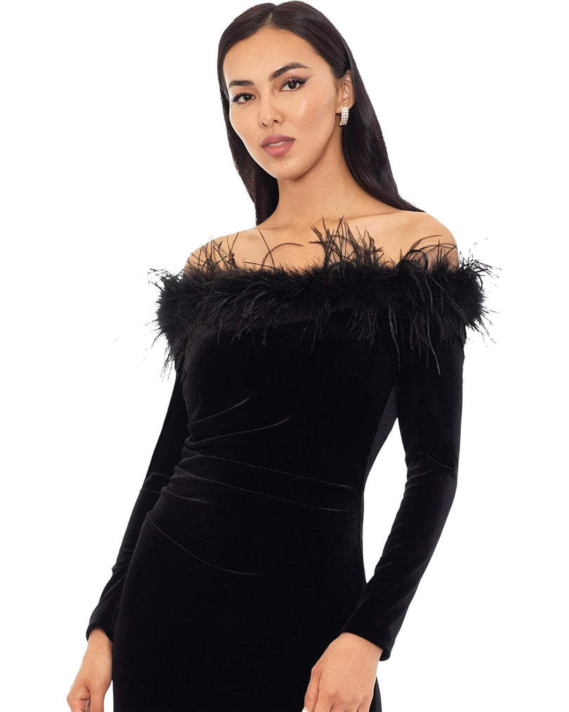 Evening Gowns Xscape Velvet Gown Xscape Evenings Off The Shoulder