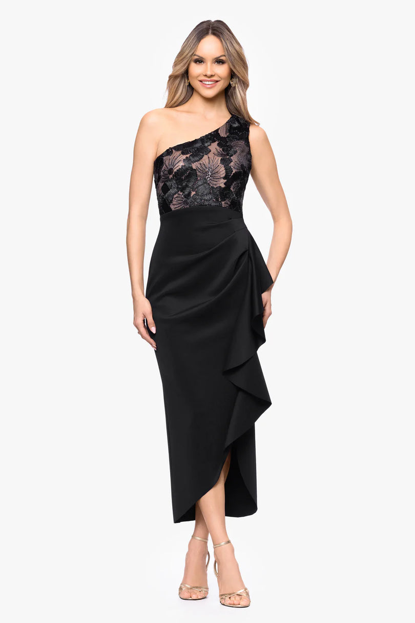 betsy and adam one shoulder ruffle dress Amazon.com: Betsy & Adam Women's One Shoulder Ruffle 3D Flower Formal Long Dress, Navy, 10 : Clothing, Shoes & Jewelry