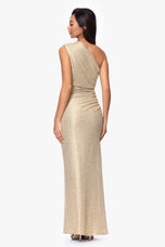 Betsy & Adam One Shoulder Long Evening Dress A27876