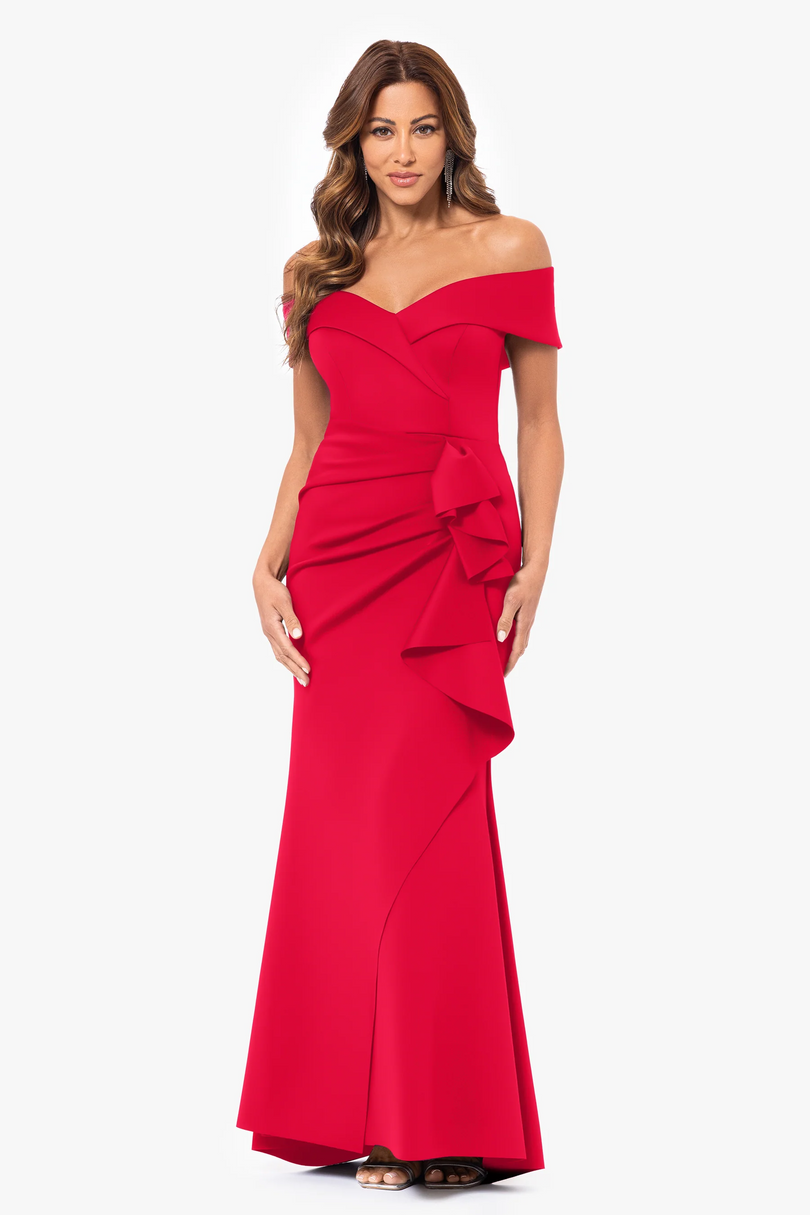 Xscape Evenings "Patti" Off the Shoulder Scuba Crepe Dress Xscape Evenings "Patti" Off the Shoulder Scuba Crepe Dress
