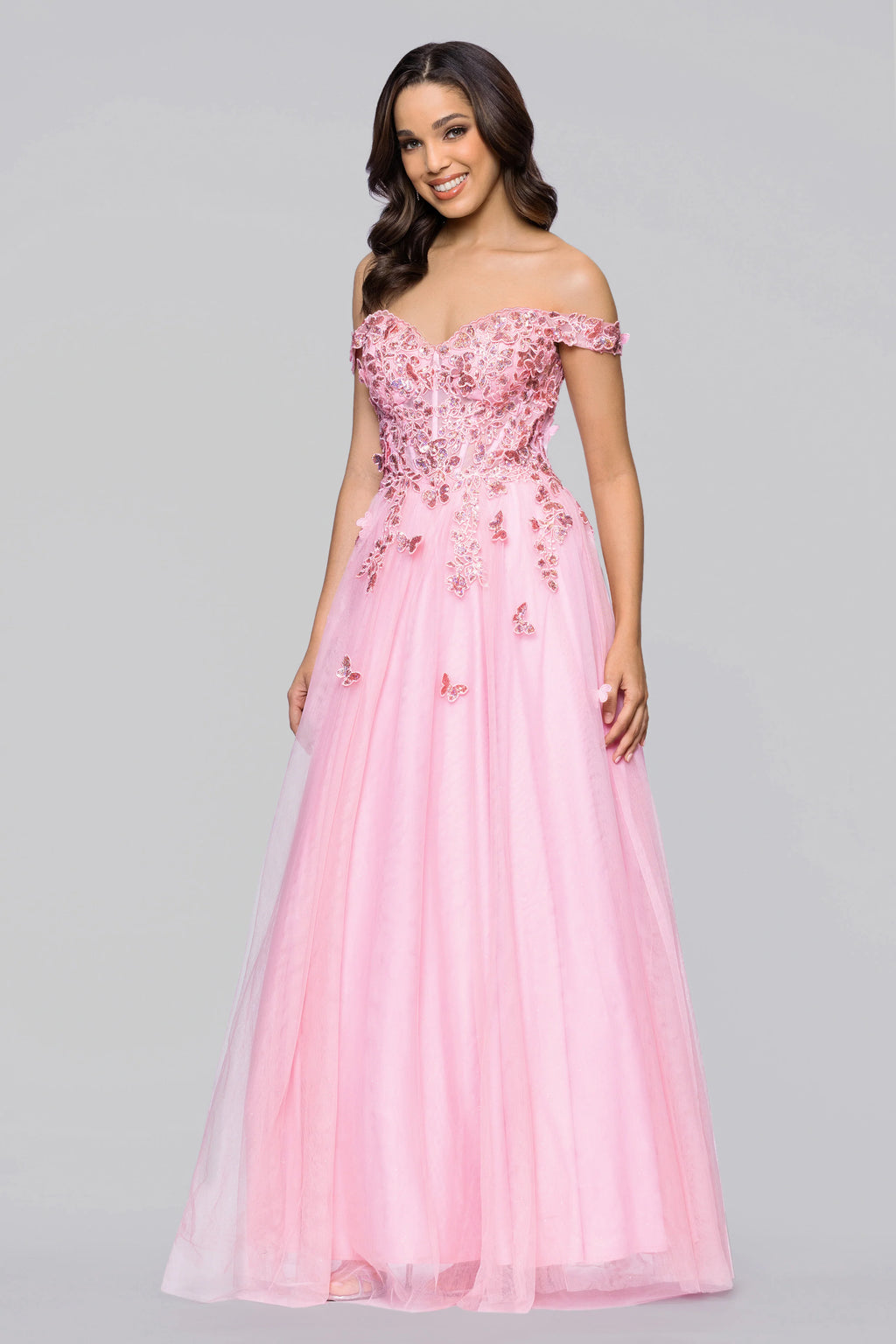 homecoming dress stores york pa Strapless Long Glitter A-Line Prom Dress with Sequins Smoky Blue / 14