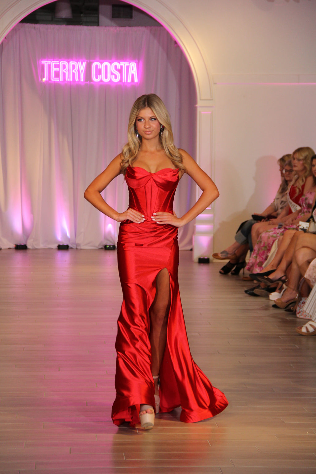 red strapless maxi dresses Della Twist Linen Maxi Dress