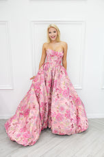 Sherri Hill Strapless Brocade Ball Gown Dress 57515