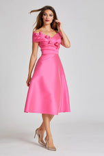 Teri Jon Stretch Gazar 3D Flower Trim Cocktail Dress 239224