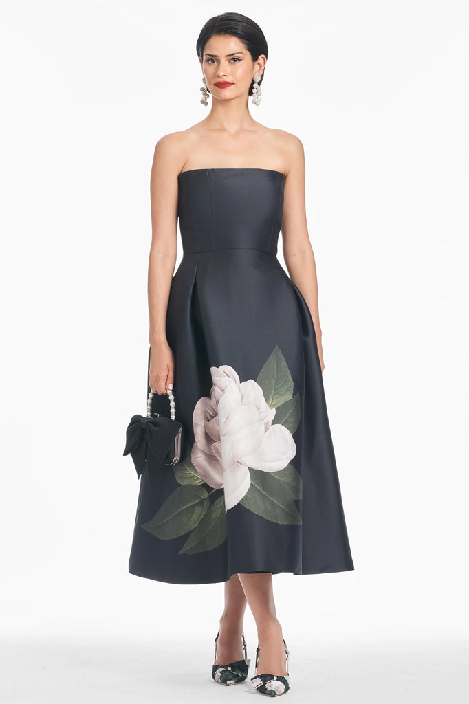 Sachin & Babi "Shay" Tea Length Floral Gown