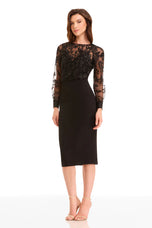 Dress The Population 3D Floral Midi Dress DDRH58