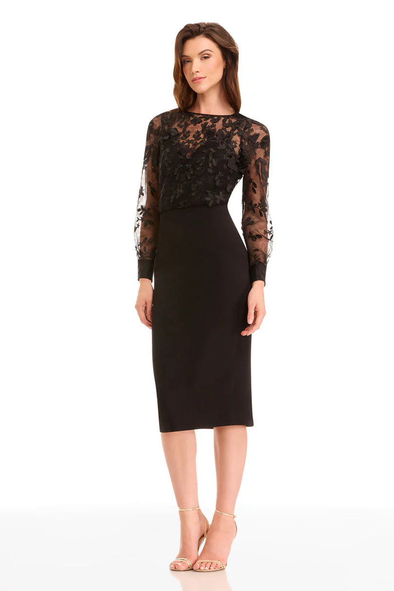 Dress The Population 3D Floral Midi Dress DDRH58 Dress The Population 3D Floral Midi Dress DDRH58