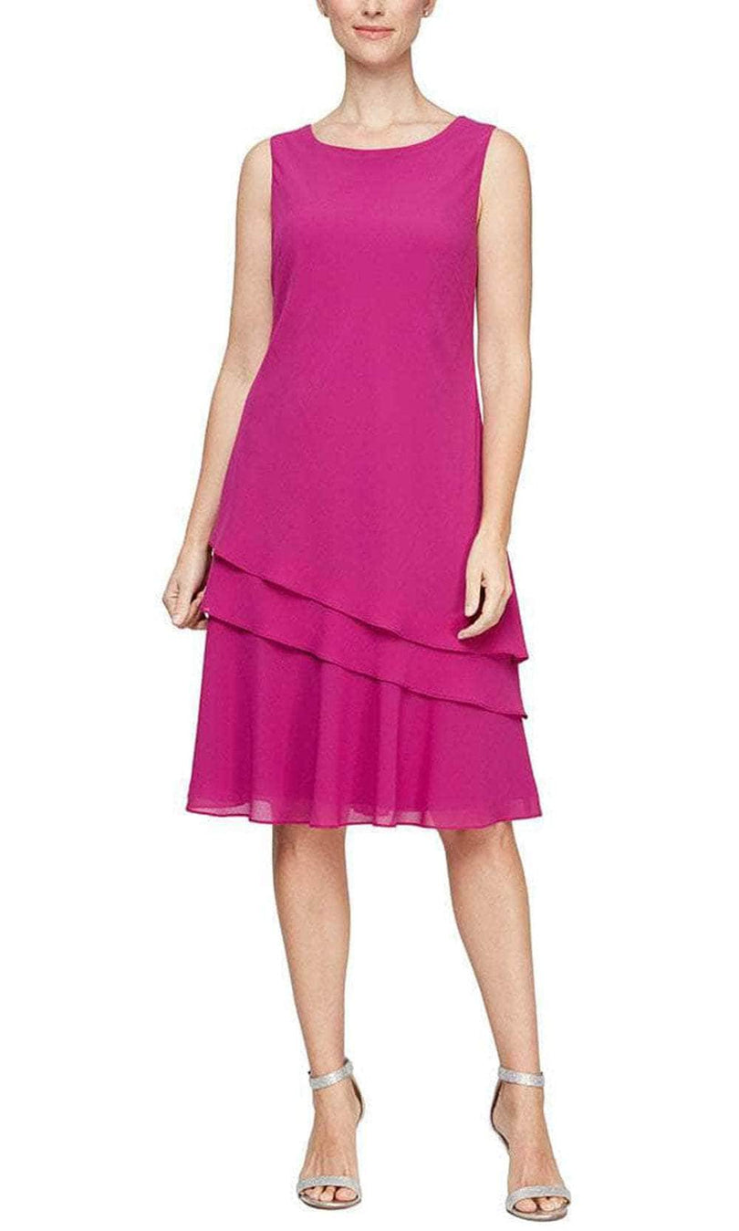 Alex Evenings Knee Length Chiffon 2-Piece Dress 8192005 Alex Evenings Knee Length Chiffon 2-Piece Dress 8192005
