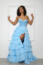 Sherri Hill Basque Waist Corset Ruffle 56911 - C