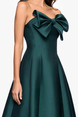 Betsy and Adam "Coulette" Satin Bow Strapless Midi Dress A27511