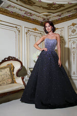 ASHLEYlauren Strapless Pearl Beaded Prom Dress 12192