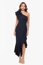 Xscape Evenings "May" Midi Asymmetrical Dress 6344X
