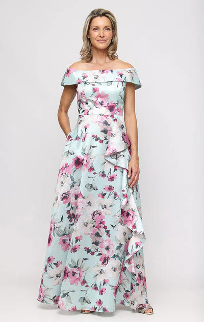 Alex Evening Off the Shoulder Floral Evening Dress 8192033 Alex Evening Off the Shoulder Floral Evening Dress 8192033