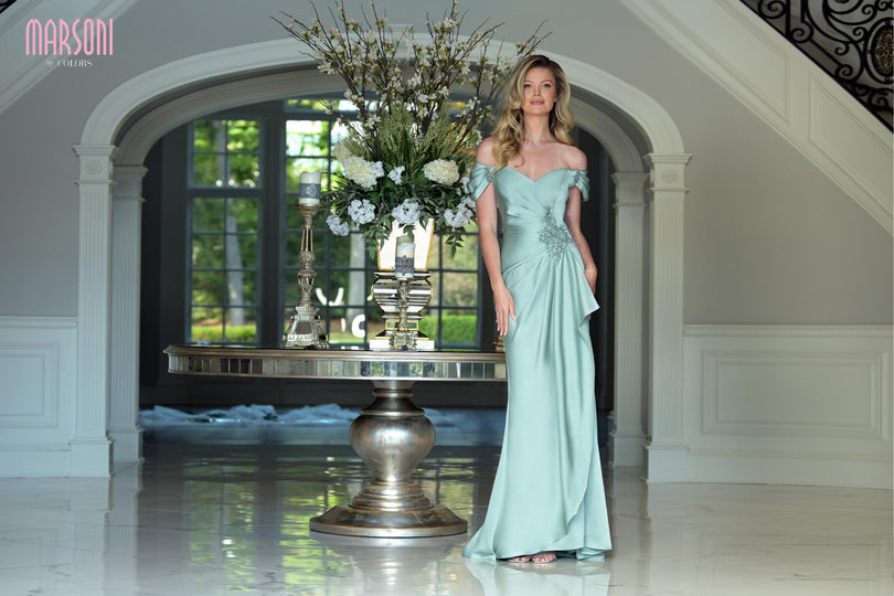 Marsoni by Colors Dress Pleated Sleeve Long Dress  MV1351