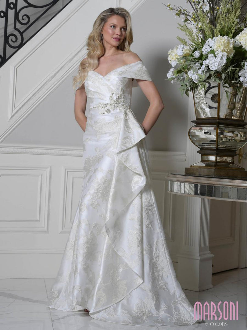 Marsoni by Colors Jacquard Side Sash Evening Dress MV1401