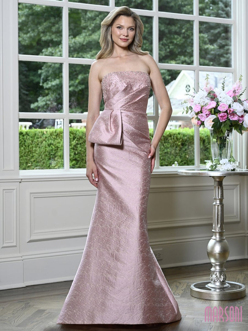 Marsoni Jacquard Bow Gown with Bolero Jacket MV1423