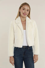 Dolce Cabo Plush Faux Fur Notch Collar Jacket 75362