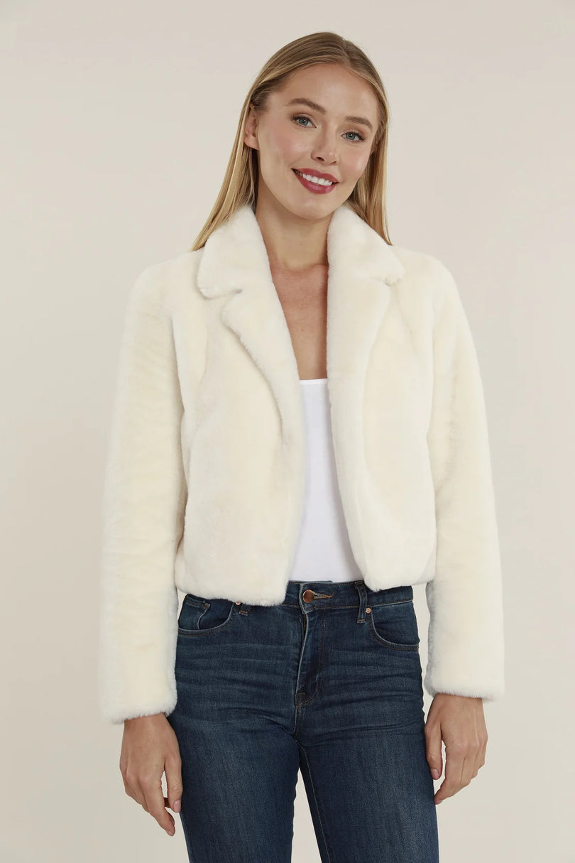 Dolce Cabo Plush Faux Fur Notch Collar Jacket 75362