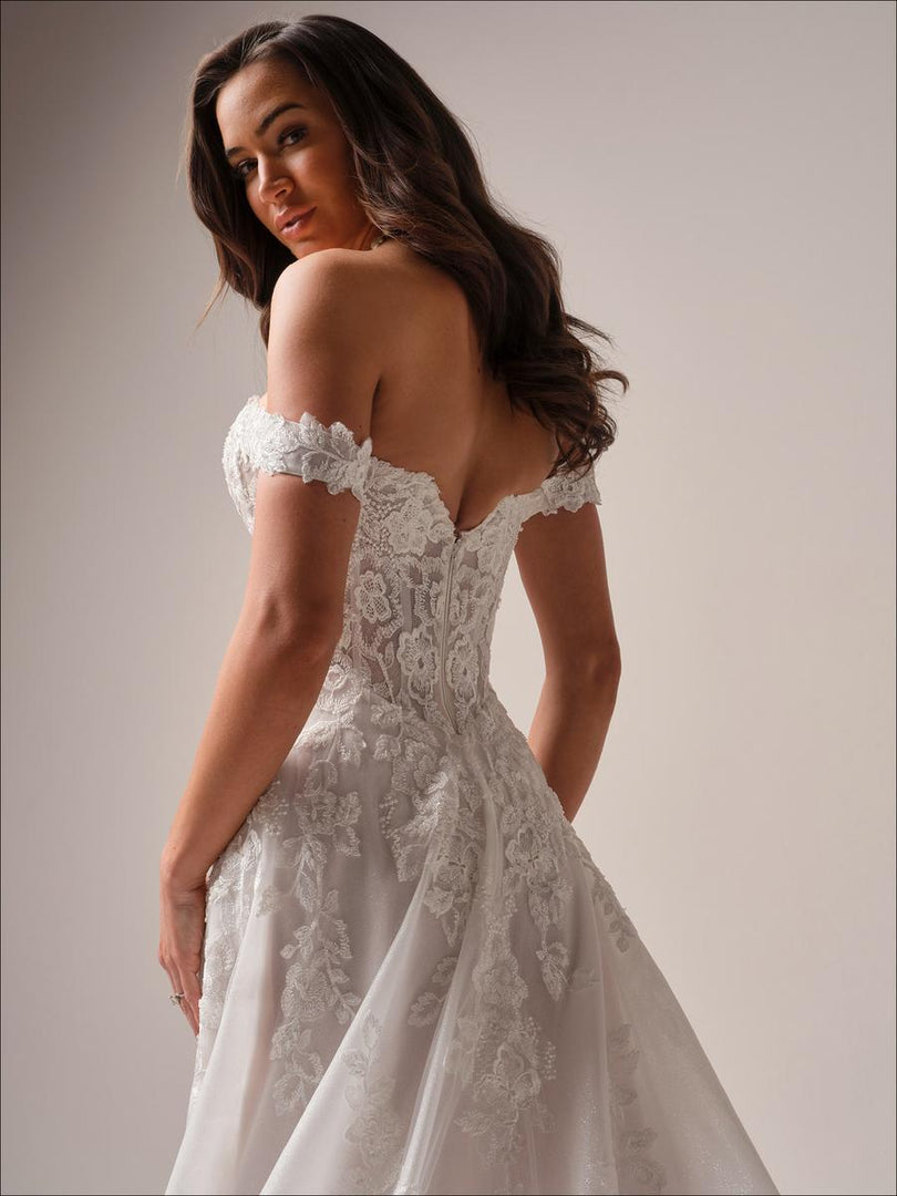 maggie sottero a line dresses Ardelle Lace High Neck A-Line Wedding Dress by Maggie Sottero Rebecca Ingram