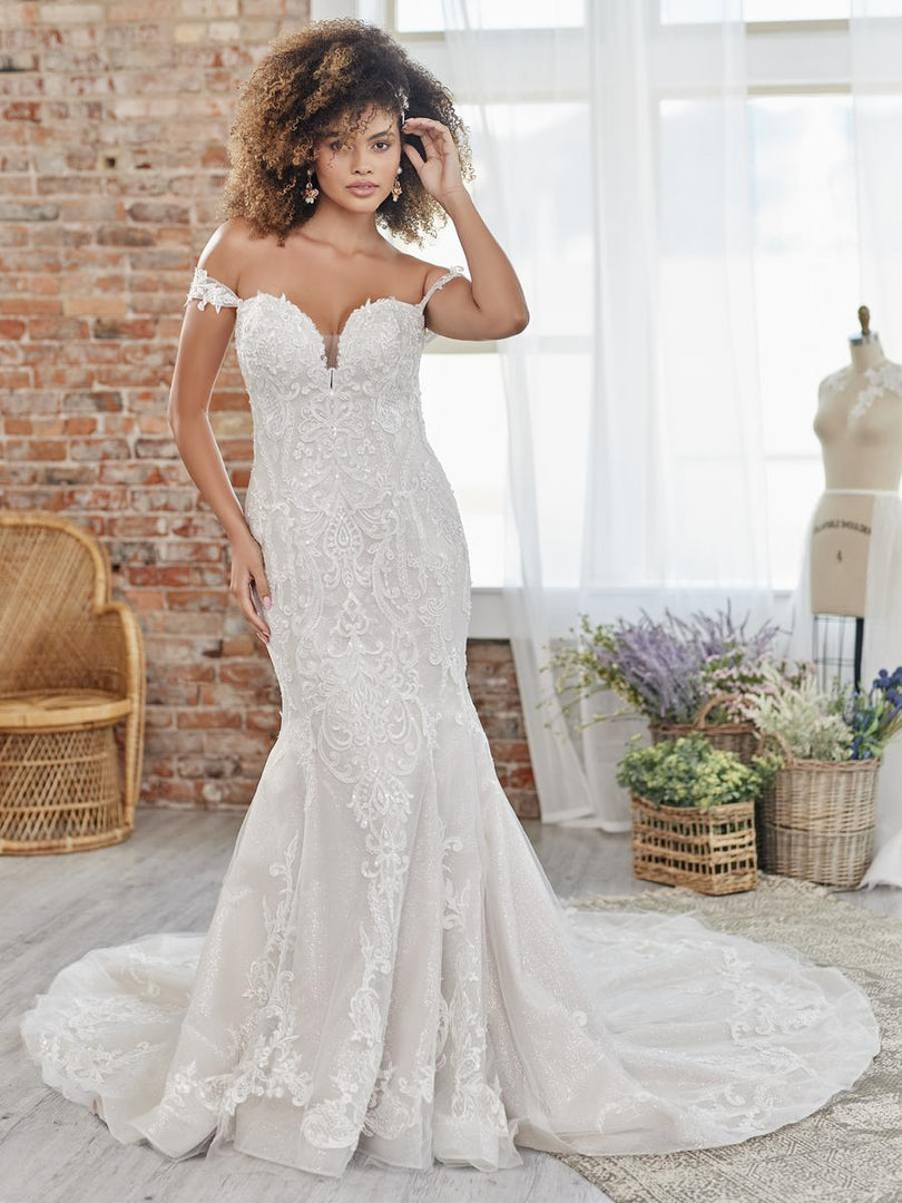 mermaid maggie sottero wedding dresses Maggie Sottero Wedding Dress Ivory Mermaid Size 4 Lace Sweetheart Neckline