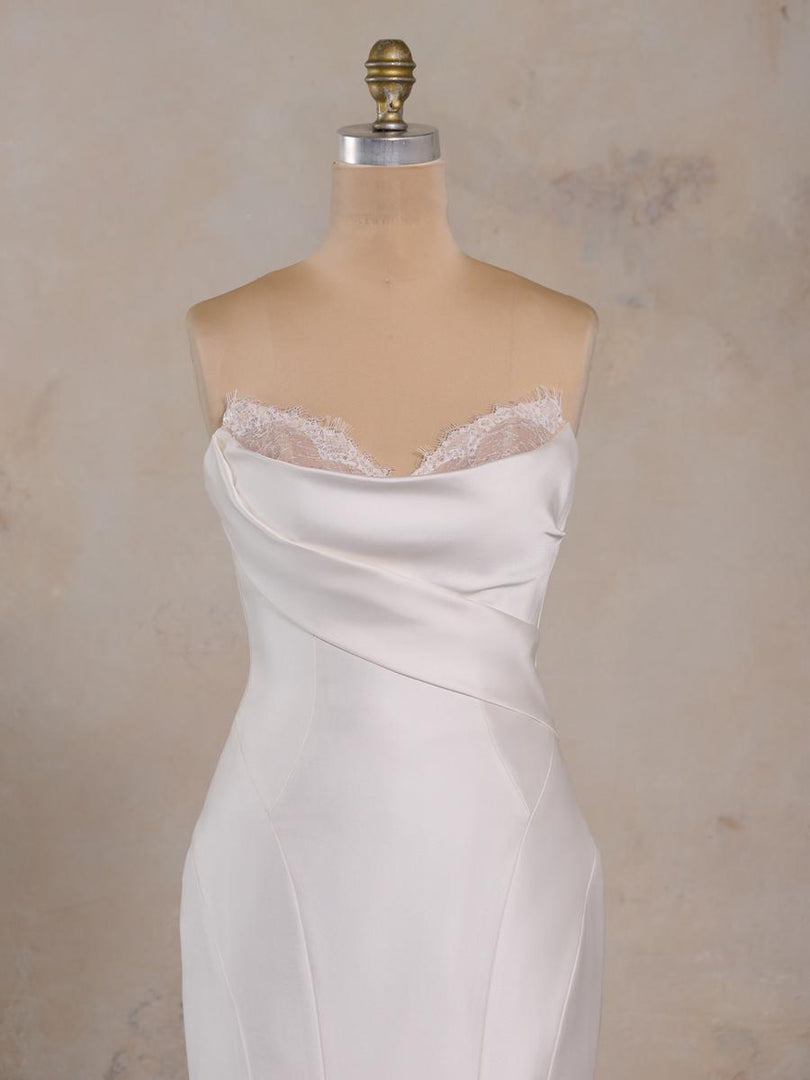 satin slip wedding dress Maggie Sottero Leilani Fitted Satin Bridal Gown (with lace)
