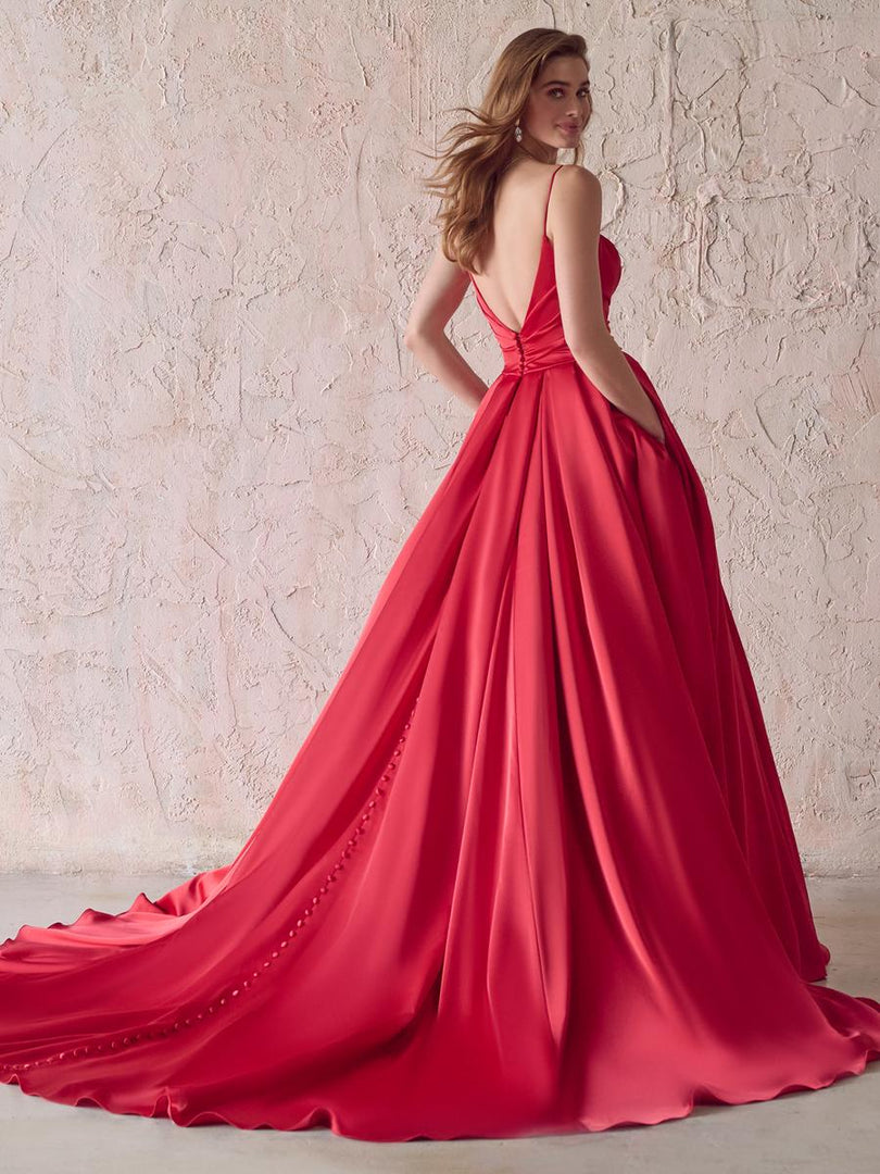 maggie sottero red wedding dress Strapless Gown Maggie Sottero Red Wedding Dress Maggie Sottero "Scarlet" Bridal Gown 22MW971