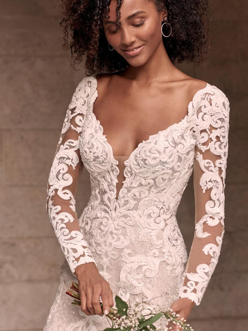 maggie sottero long sleeve dresses Maggie Sottero Kitaro Wedding Dress