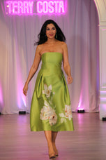 Sachin & Babi "Shay" Tea Length Floral Gown