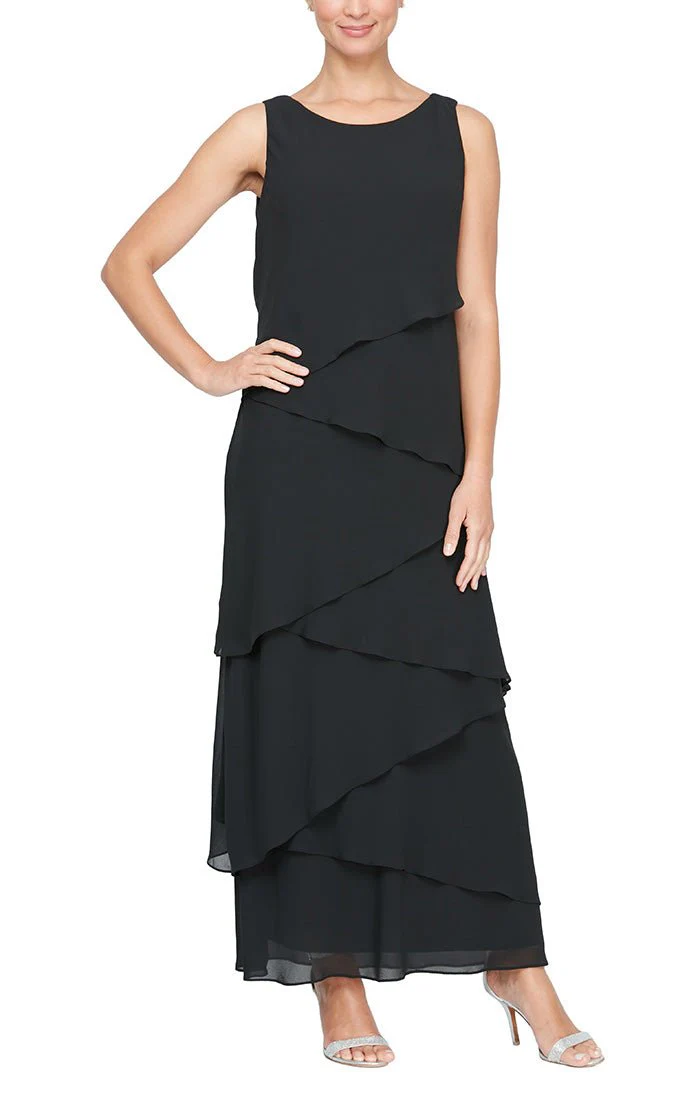 Alex Evenings Chiffon Tiered Tank Jacket Dress 8492001 Alex Evenings Chiffon Tiered Tank Jacket Dress 8492001