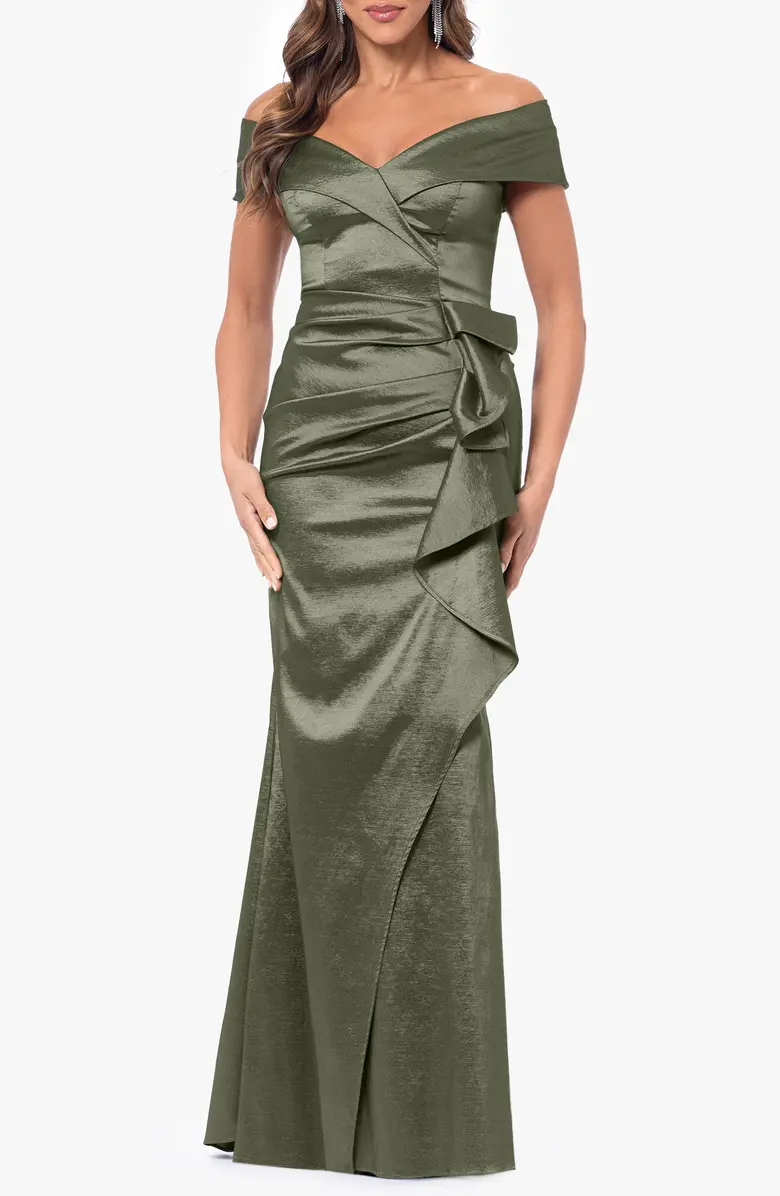 Xscape Evenings Off the Shoulder Taffeta Evening Gown 6416X Xscape Evenings Off the Shoulder Taffeta Evening Gown 6416X