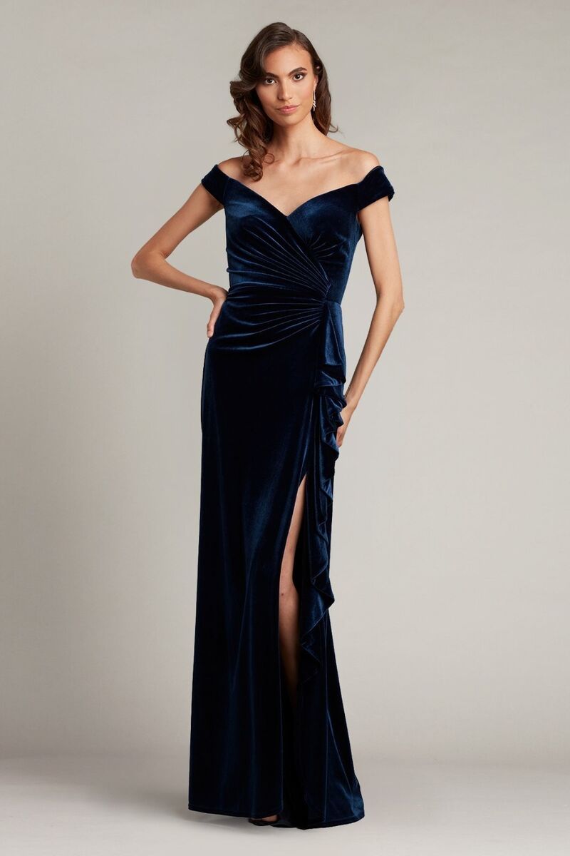 Tadashi Shoji Velvet Off the Shoulder Evening Dress BAL19272 Tadashi Shoji Velvet Off the Shoulder Evening Dress BAL19272