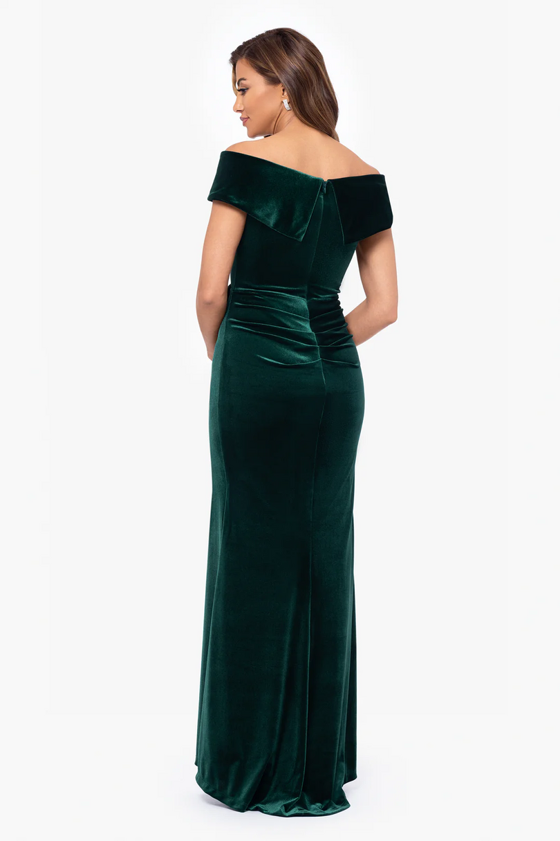 Xscape Evenings "Alana" Off the Shoulder Velvet Evening Gown 6484X Xscape Evenings "Alana" Off the Shoulder Velvet Evening Gown 6484X
