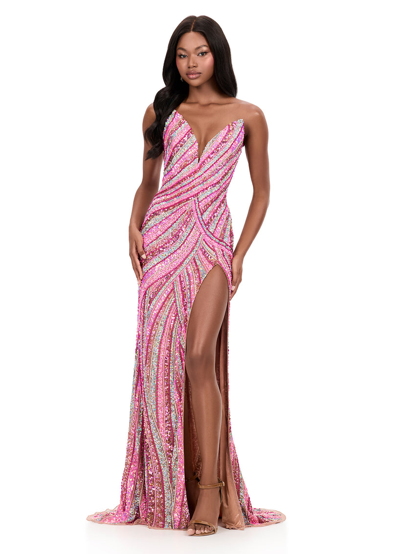 pink pattern formal dress Jovani 40402 Dress 0 / Red Print