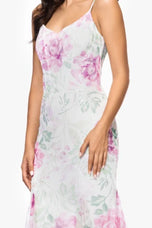Betsy & Adam "Eve" Printed Floral Sequin Dress A27020