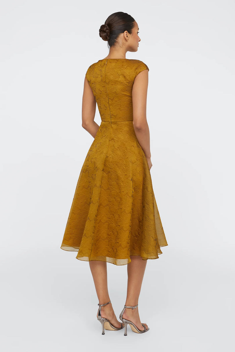 Helen Tie Neck Cocktail Dress 4 / Gold Nectar