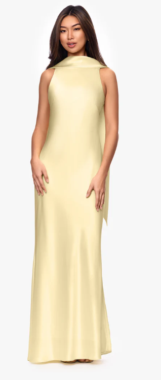 Xscape Evenings Satin Back Sash Evening Dress 7341X Xscape Evenings Satin Back Sash Evening Dress 7341X