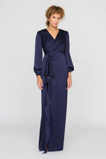 Kay Unger Long Sleeve Satin Long Evening Dress 55115519