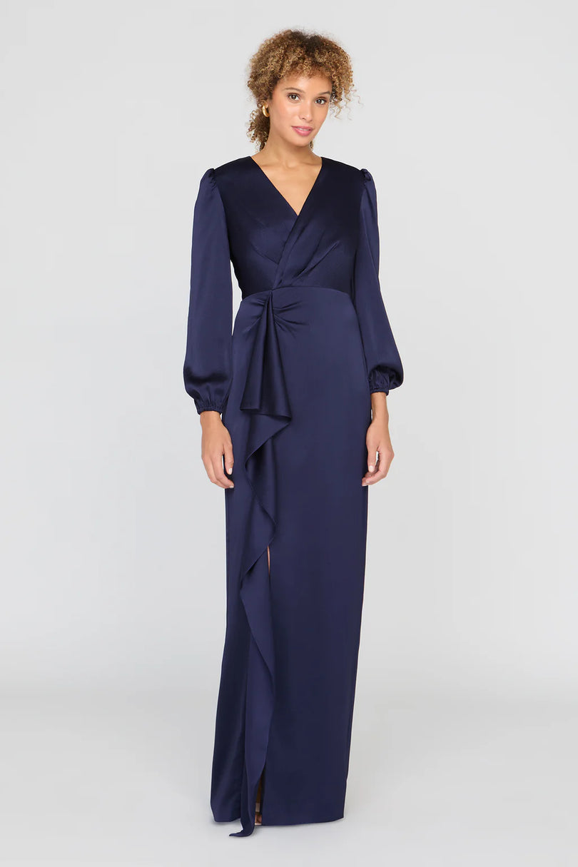 Kay Unger Long Sleeve Satin Long Evening Dress 55115519