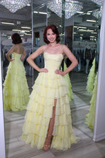 Sherri Hill Lovely Strapless Ruffle Prom Dress 57541