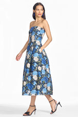 Sachin & Babi Strapless "Shay" Tea Length Floral Print Dress