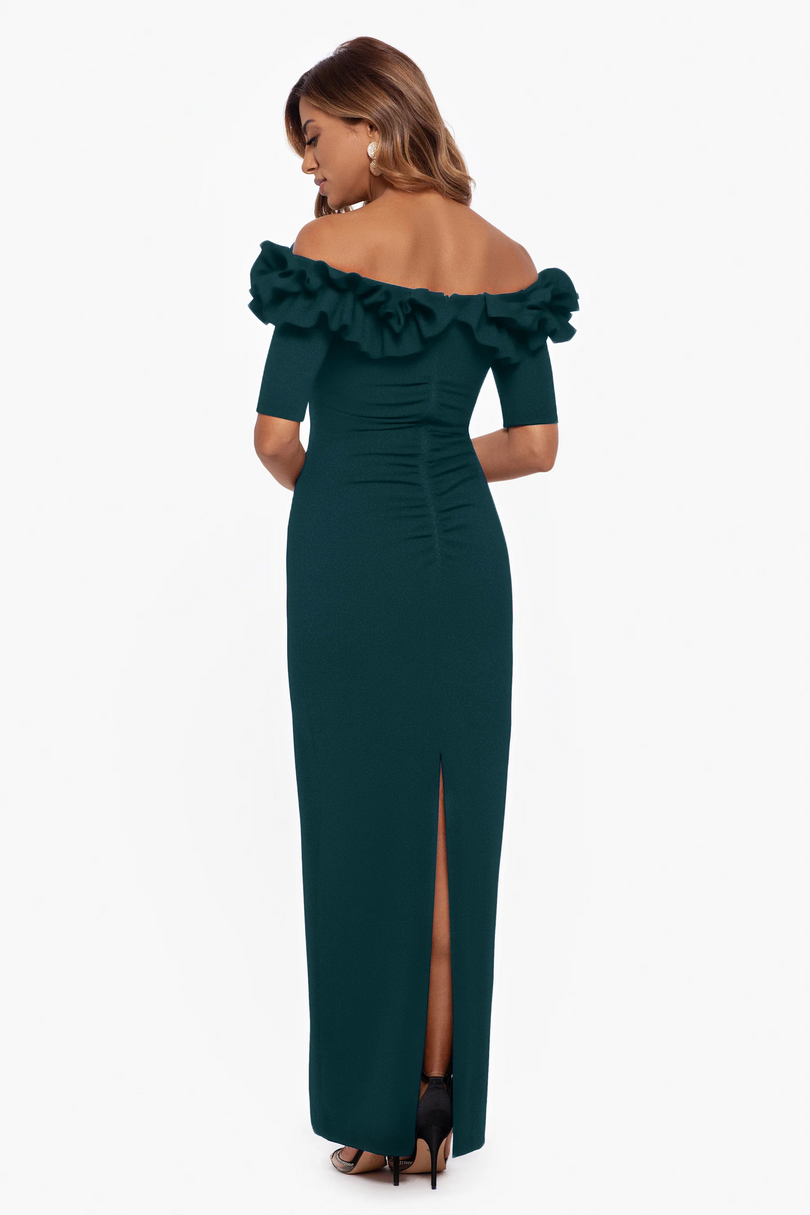 Xscape "Isla" Crepe Off the Shoulder Ruffle Dress 3856X Xscape "Isla" Crepe Off the Shoulder Ruffle Dress 3856X
