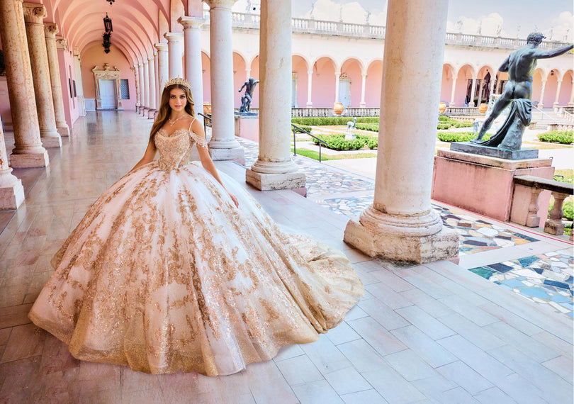 Puffy Rose Gold Quince Dress Princesa Quinceanera PR30153 Dress Peaches Boutique Puffy Rose Gold Quince Dress Princesa Quinceanera PR30153 Dress Peaches Boutique