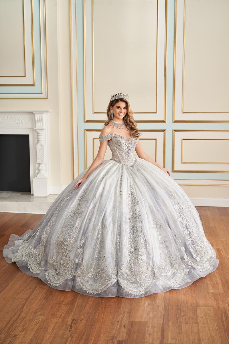 ariana formal sequin sweetheart dress Princesa by Ariana Vara PR30222 Halter Topper Back Bow Quince Dress