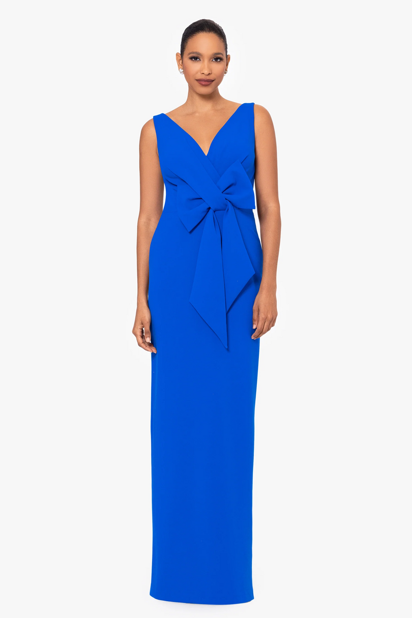 Betsy and Adam "Sam" Scuba Bow Maxi Dress A26475 Betsy and Adam "Sam" Scuba Bow Maxi Dress A26475