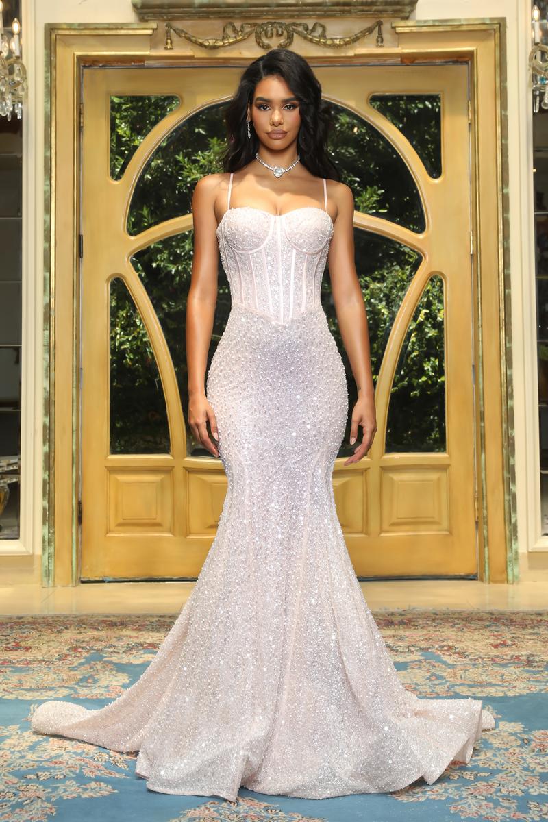 Portia and Scarlett Corset Beaded Prom Dress PS22036 Portia and Scarlett Corset Beaded Prom Dress PS22036