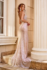 Portia and Scarlett Corset Slit Prom Dress PS24503