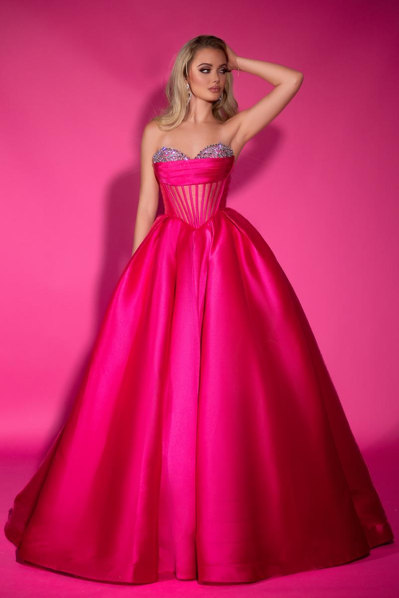 Portia & Scarlett Peekaboo Ballgown Prom Dress PS25306 Hot Pink / 16 Portia & Scarlett Peekaboo Ballgown Prom Dress PS25306 Hot Pink / 16